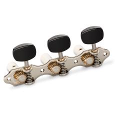 Schaller GrandTune Classic Hauser - Nickel with Acrylic Black Ellipse Buttons, White Rollers