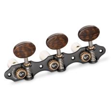 Schaller GrandTune Classic Hauser - Satin Black with Snakewood Oval Buttons, White Rollers