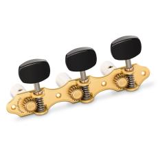 Schaller GrandTune Classic Hauser - Satin Gold with Acrylic Black Ellipse Buttons, White Rollers
