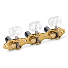 Schaller GrandTune Classic Hauser - Gold with White Perloid Square Buttons, Black Rollers