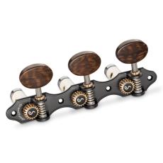 Schaller GrandTune Classic Hauser - Satin Black with Snakewood Oval Buttons, White Deluxe Rollers