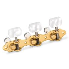 Schaller GrandTune Classic Hauser - Satin Gold with White Perloid Buttons, White Deluxe Rollers