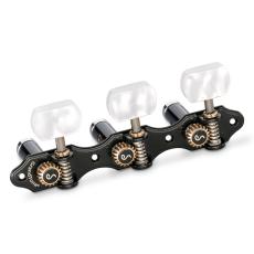 Schaller GrandTune Classic Hauser - Black Chrome with White Perloid Buttons, Black Deluxe Rollers