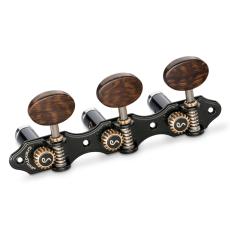 Schaller GrandTune Classic Hauser - Black Chrome with Snakewood Oval Buttons, Black Deluxe Rollers