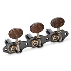 Schaller GrandTune Classic Hauser - Satin Black with Snakewood Oval Buttons, Black Deluxe Rollers