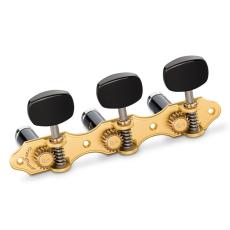 Schaller GrandTune Classic Hauser - Satin Gold with Acrylic Black Ellipse Buttons, Black Deluxe Rollers