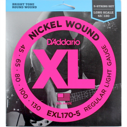 Daddario EXL170-5 Nickel Wound, 5-string, Long Scale - 45-130