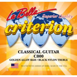 La Bella C800 Criterion - Black Nylon, Golden Alloy - Medium Tension
